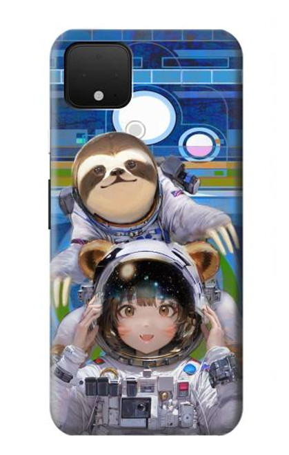 W3915 Raccoon Girl Baby Sloth Astronaut Suit Hülle Schutzhülle Taschen und Leder Flip für Google Pixel 4