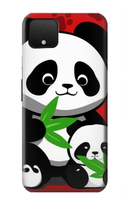 W3929 Cute Panda Eating Bamboo Hülle Schutzhülle Taschen und Leder Flip für Google Pixel 4