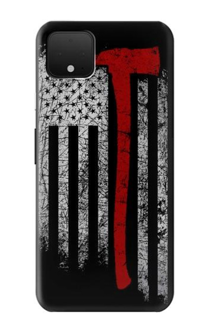 W3958 Firefighter Axe Flag Hülle Schutzhülle Taschen und Leder Flip für Google Pixel 4