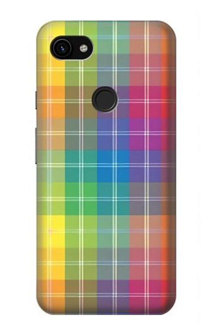 W3942 LGBTQ Rainbow Plaid Tartan Hülle Schutzhülle Taschen und Leder Flip für Google Pixel 3a XL