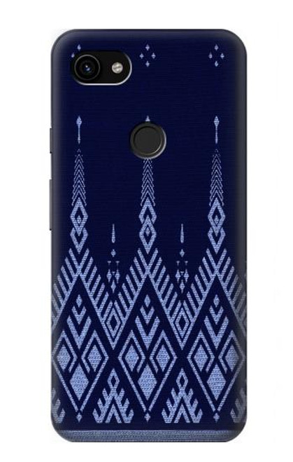 W3950 Textile Thai Blue Pattern Hülle Schutzhülle Taschen und Leder Flip für Google Pixel 3a XL