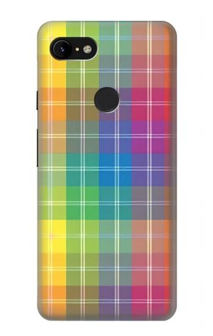 W3942 LGBTQ Rainbow Plaid Tartan Hülle Schutzhülle Taschen und Leder Flip für Google Pixel 3 XL