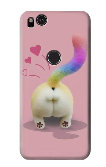 W3923 Cat Bottom Rainbow Tail Hülle Schutzhülle Taschen und Leder Flip für Google Pixel 2