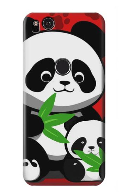 W3929 Cute Panda Eating Bamboo Hülle Schutzhülle Taschen und Leder Flip für Google Pixel 2