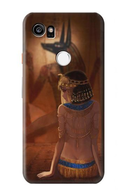 W3919 Egyptian Queen Cleopatra Anubis Hülle Schutzhülle Taschen und Leder Flip für Google Pixel 2 XL