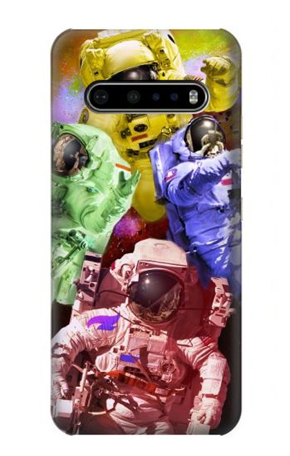 W3914 Colorful Nebula Astronaut Suit Galaxy Hülle Schutzhülle Taschen und Leder Flip für LG V60 ThinQ 5G