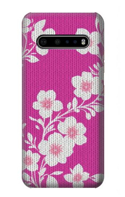 W3924 Cherry Blossom Pink Background Hülle Schutzhülle Taschen und Leder Flip für LG V60 ThinQ 5G