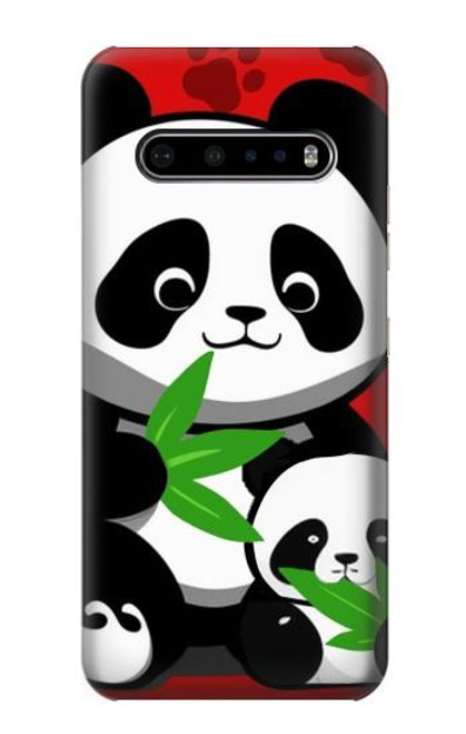 W3929 Cute Panda Eating Bamboo Hülle Schutzhülle Taschen und Leder Flip für LG V60 ThinQ 5G