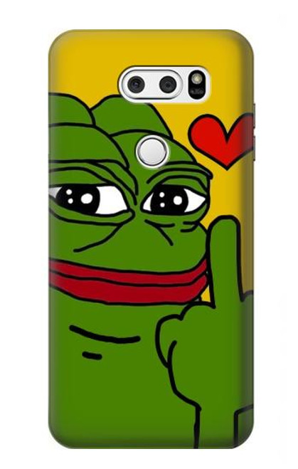 W3945 Pepe Love Middle Finger Hülle Schutzhülle Taschen und Leder Flip für LG V30, LG V30 Plus, LG V30S ThinQ, LG V35, LG V35 ThinQ