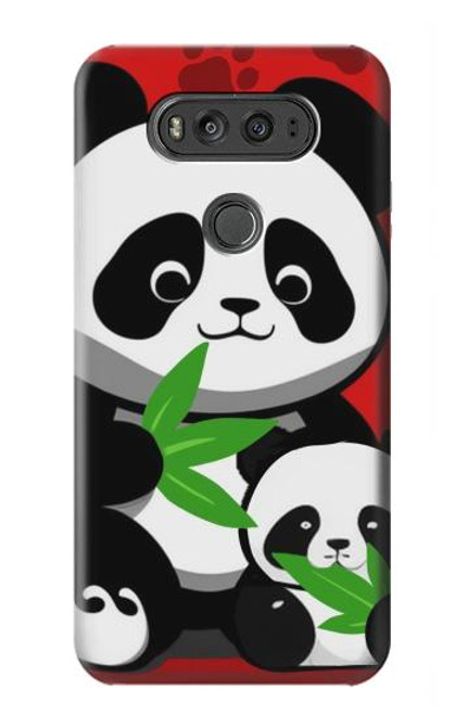 W3929 Cute Panda Eating Bamboo Hülle Schutzhülle Taschen und Leder Flip für LG V20