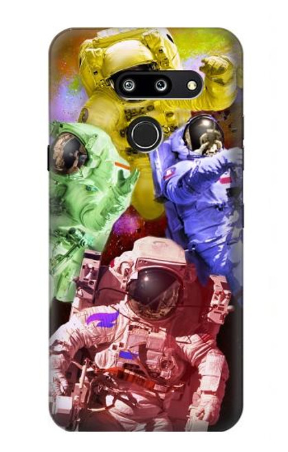 W3914 Colorful Nebula Astronaut Suit Galaxy Hülle Schutzhülle Taschen und Leder Flip für LG G8 ThinQ