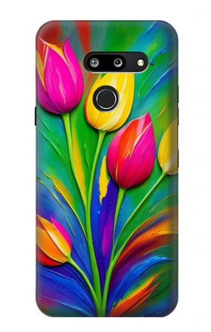 W3926 Colorful Tulip Oil Painting Hülle Schutzhülle Taschen und Leder Flip für LG G8 ThinQ