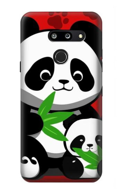 W3929 Cute Panda Eating Bamboo Hülle Schutzhülle Taschen und Leder Flip für LG G8 ThinQ