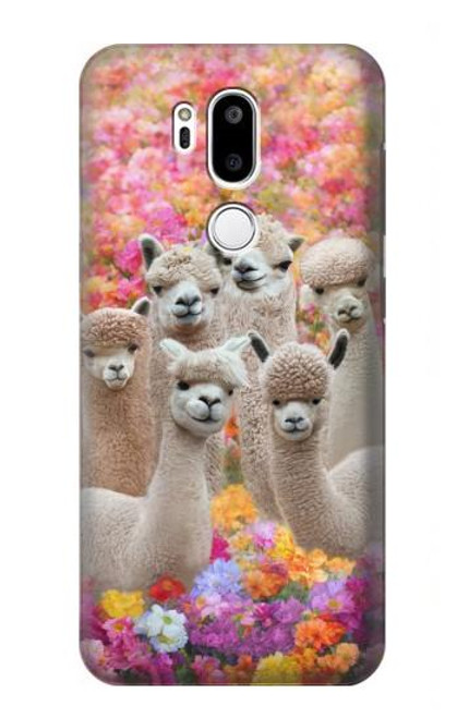 W3916 Alpaca Family Baby Alpaca Hülle Schutzhülle Taschen und Leder Flip für LG G7 ThinQ