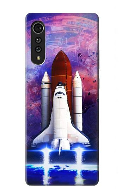 W3913 Colorful Nebula Space Shuttle Hülle Schutzhülle Taschen und Leder Flip für LG Velvet