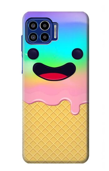 W3939 Ice Cream Cute Smile Hülle Schutzhülle Taschen und Leder Flip für Motorola One 5G