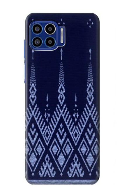 W3950 Textile Thai Blue Pattern Hülle Schutzhülle Taschen und Leder Flip für Motorola One 5G