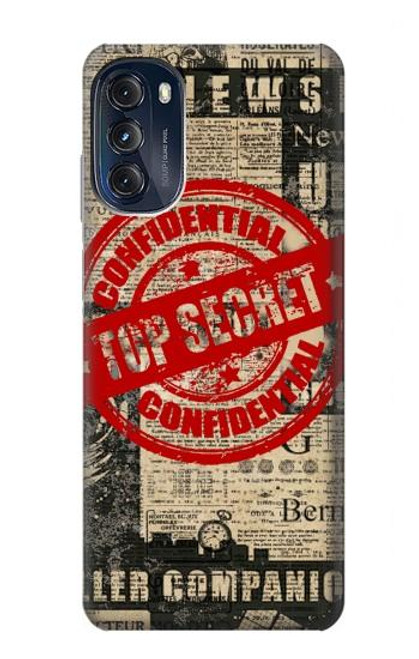 W3937 Text Top Secret Art Vintage Hülle Schutzhülle Taschen und Leder Flip für Motorola Moto G (2022)