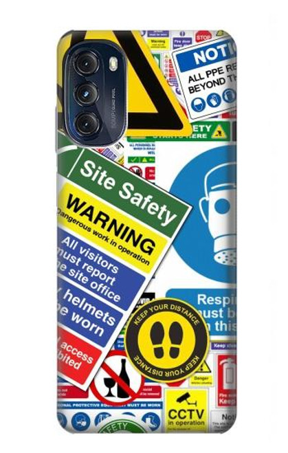 W3960 Safety Signs Sticker Collage Hülle Schutzhülle Taschen und Leder Flip für Motorola Moto G (2022)