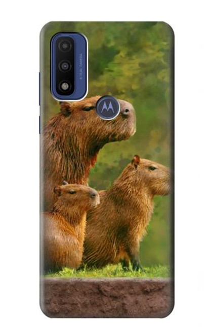 W3917 Capybara Family Giant Guinea Pig Hülle Schutzhülle Taschen und Leder Flip für Motorola G Pure