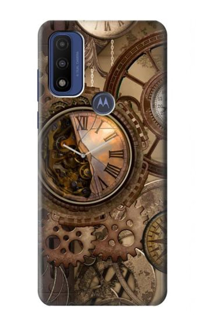 W3927 Compass Clock Gage Steampunk Hülle Schutzhülle Taschen und Leder Flip für Motorola G Pure