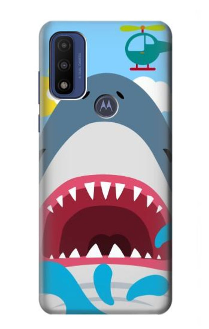 W3947 Shark Helicopter Cartoon Hülle Schutzhülle Taschen und Leder Flip für Motorola G Pure