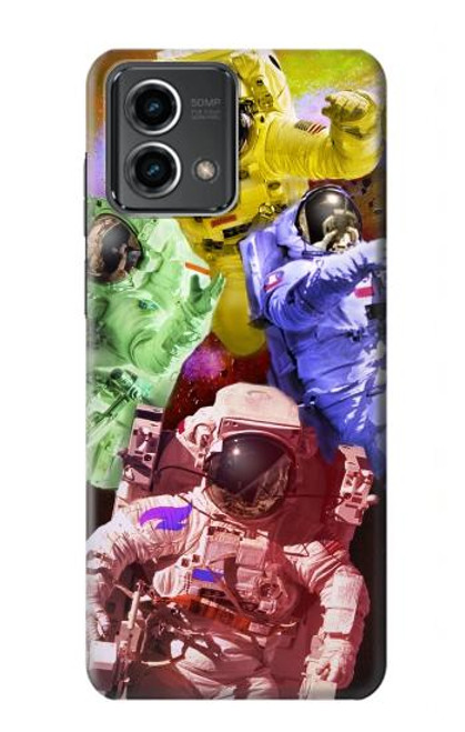 W3914 Colorful Nebula Astronaut Suit Galaxy Hülle Schutzhülle Taschen und Leder Flip für Motorola Moto G Stylus 5G (2023)