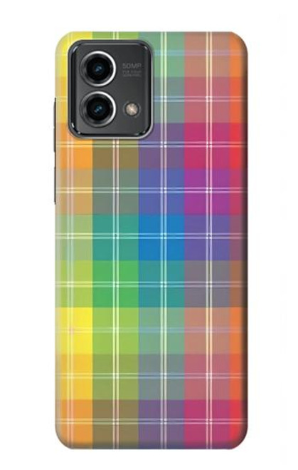 W3942 LGBTQ Rainbow Plaid Tartan Hülle Schutzhülle Taschen und Leder Flip für Motorola Moto G Stylus 5G (2023)