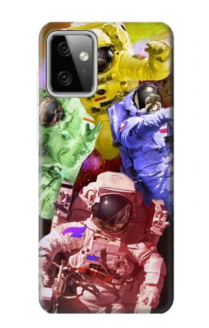 W3914 Colorful Nebula Astronaut Suit Galaxy Hülle Schutzhülle Taschen und Leder Flip für Motorola Moto G Power (2023) 5G