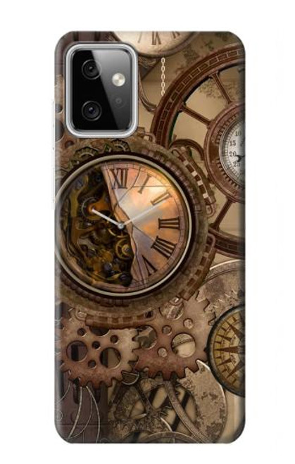 W3927 Compass Clock Gage Steampunk Hülle Schutzhülle Taschen und Leder Flip für Motorola Moto G Power (2023) 5G