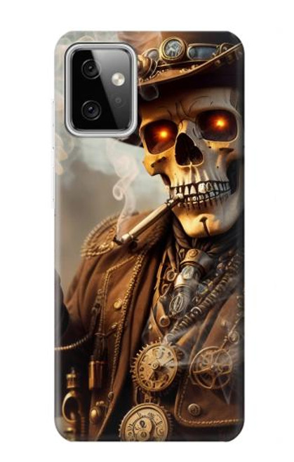 W3949 Steampunk Skull Smoking Hülle Schutzhülle Taschen und Leder Flip für Motorola Moto G Power (2023) 5G