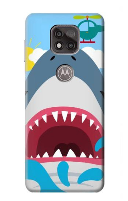 W3947 Shark Helicopter Cartoon Hülle Schutzhülle Taschen und Leder Flip für Motorola Moto G Power (2021)