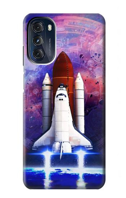 W3913 Colorful Nebula Space Shuttle Hülle Schutzhülle Taschen und Leder Flip für Motorola Moto G 5G (2023)