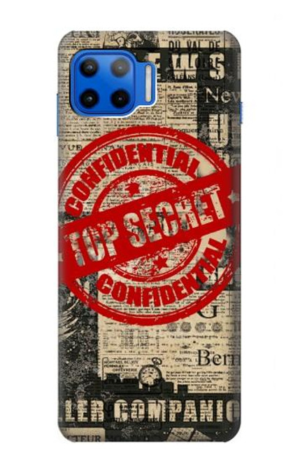 W3937 Text Top Secret Art Vintage Hülle Schutzhülle Taschen und Leder Flip für Motorola Moto G 5G Plus