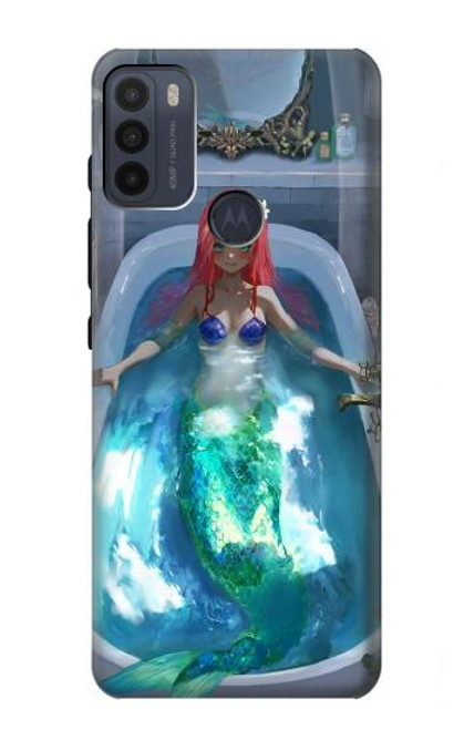 W3912 Cute Little Mermaid Aqua Spa Hülle Schutzhülle Taschen und Leder Flip für Motorola Moto G50