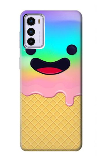 W3939 Ice Cream Cute Smile Hülle Schutzhülle Taschen und Leder Flip für Motorola Moto G42