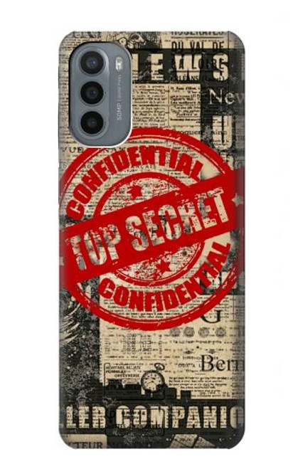 W3937 Text Top Secret Art Vintage Hülle Schutzhülle Taschen und Leder Flip für Motorola Moto G31