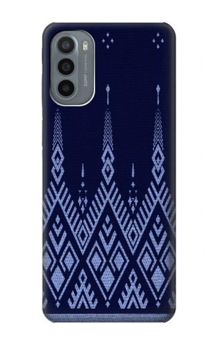 W3950 Textile Thai Blue Pattern Hülle Schutzhülle Taschen und Leder Flip für Motorola Moto G31