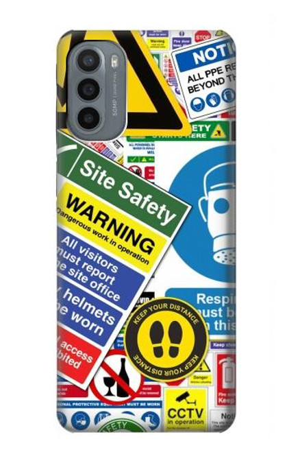 W3960 Safety Signs Sticker Collage Hülle Schutzhülle Taschen und Leder Flip für Motorola Moto G31