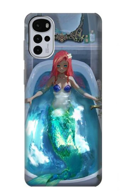 W3912 Cute Little Mermaid Aqua Spa Hülle Schutzhülle Taschen und Leder Flip für Motorola Moto G22