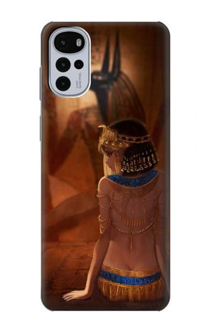 W3919 Egyptian Queen Cleopatra Anubis Hülle Schutzhülle Taschen und Leder Flip für Motorola Moto G22