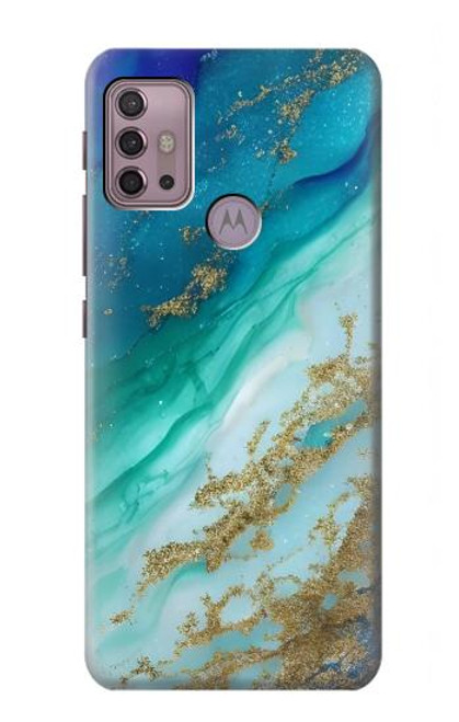 W3920 Abstract Ocean Blue Color Mixed Emerald Hülle Schutzhülle Taschen und Leder Flip für Motorola Moto G30, G20, G10