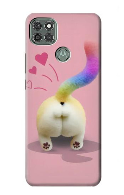 W3923 Cat Bottom Rainbow Tail Hülle Schutzhülle Taschen und Leder Flip für Motorola Moto G9 Power