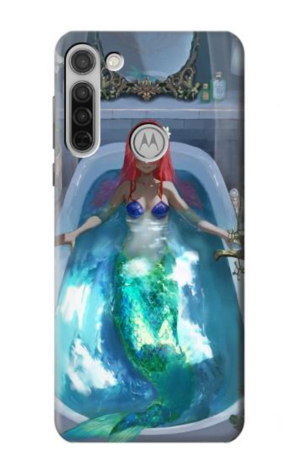 W3912 Cute Little Mermaid Aqua Spa Hülle Schutzhülle Taschen und Leder Flip für Motorola Moto G8