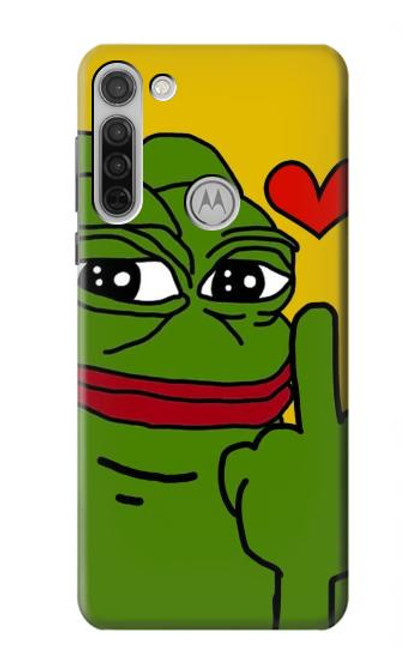 W3945 Pepe Love Middle Finger Hülle Schutzhülle Taschen und Leder Flip für Motorola Moto G8