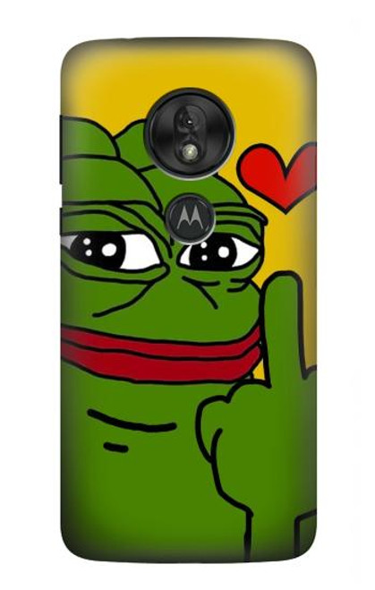 W3945 Pepe Love Middle Finger Hülle Schutzhülle Taschen und Leder Flip für Motorola Moto G7 Play