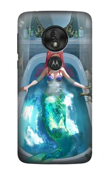 W3911 Cute Little Mermaid Aqua Spa Hülle Schutzhülle Taschen und Leder Flip für Motorola Moto G7 Power