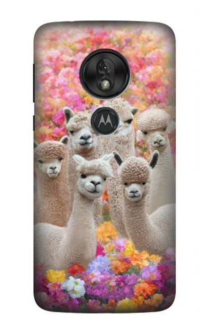 W3916 Alpaca Family Baby Alpaca Hülle Schutzhülle Taschen und Leder Flip für Motorola Moto G7 Power