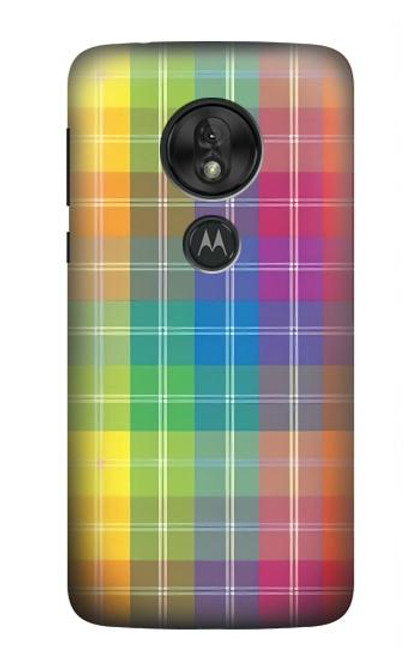 W3942 LGBTQ Rainbow Plaid Tartan Hülle Schutzhülle Taschen und Leder Flip für Motorola Moto G7 Power