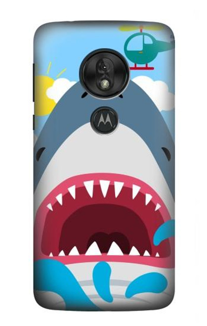 W3947 Shark Helicopter Cartoon Hülle Schutzhülle Taschen und Leder Flip für Motorola Moto G7 Power